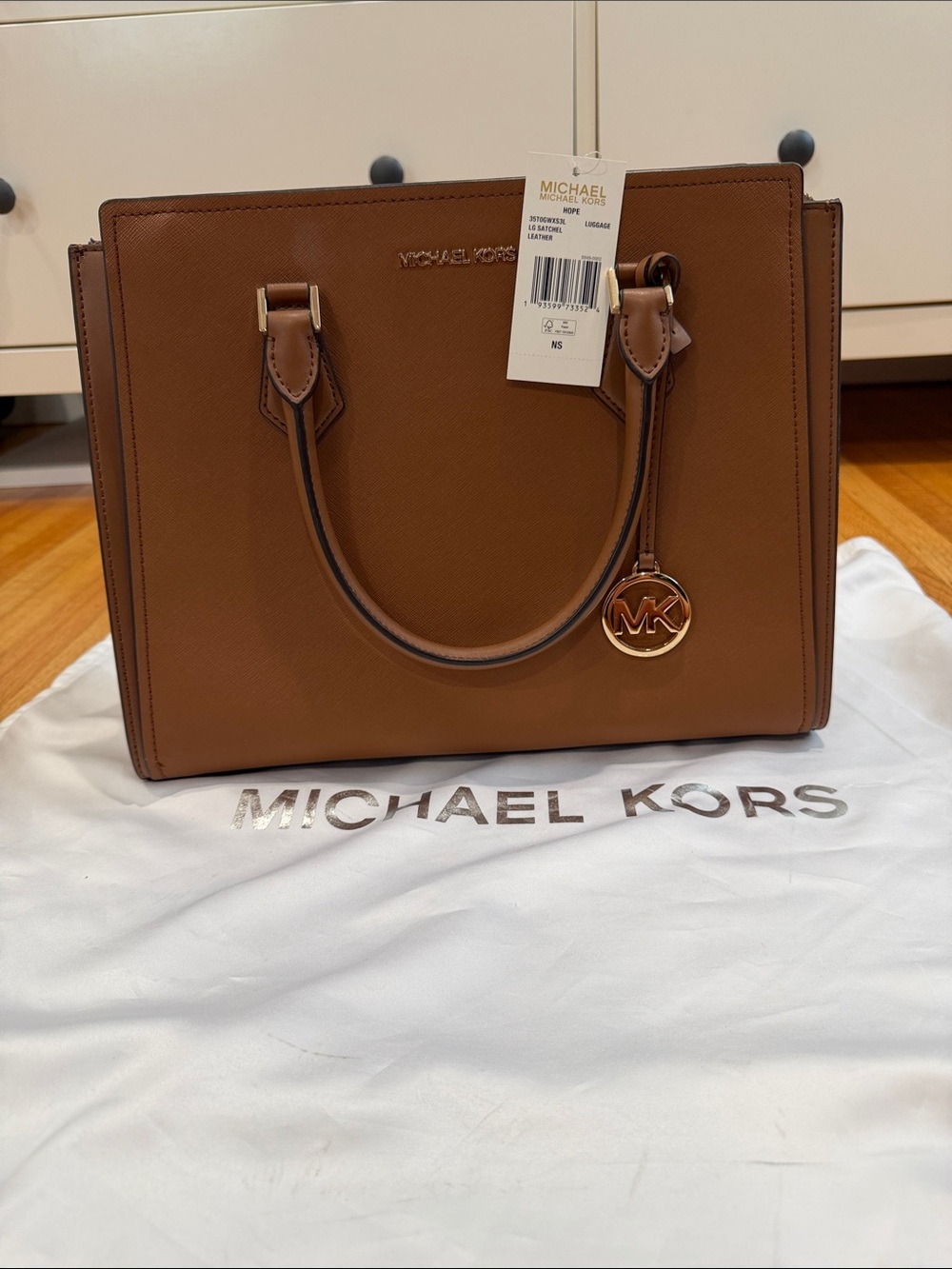 NWT Michael Kors Large Saffiano Leather Satchel with MK Hardware